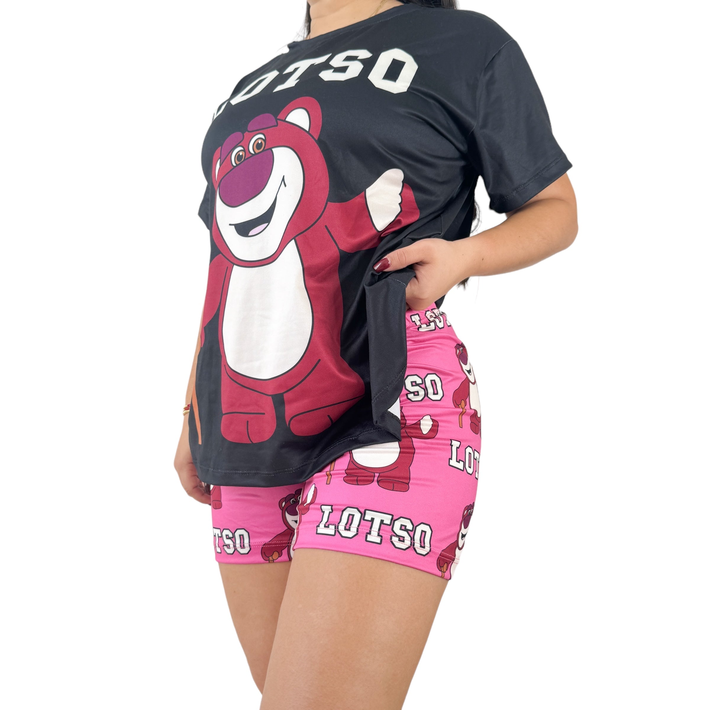 Estampado Lotso - Set de pijama 3 piezas manga corta, short y pantalón